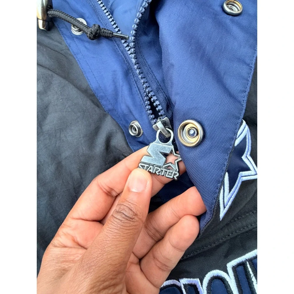 Vintage Starter Dallas Cowboys Pullover Jacket XXL NFL 90s Hooded - Picture 6 of 12